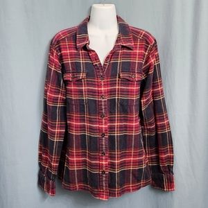 Patagonia Women's Fjord Plaid Flannel Shirt Magenta/Navy Size 10 (Medium)